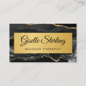 Schwarze Achat-Massage-Therapeut Glitter-QR-Code V Visitenkarte (Vorderseite)
