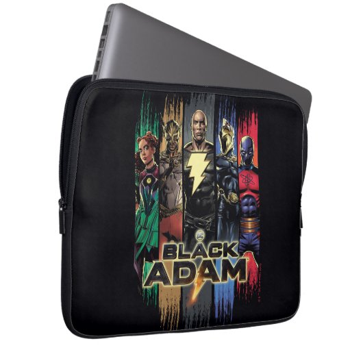 Schwarze Adam-Zeichen in Streifen grafisch Laptopschutzhülle (Vorne Rechts)