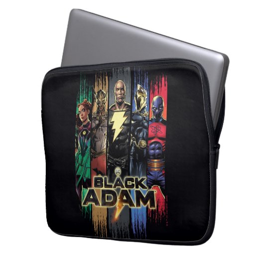 Schwarze Adam-Zeichen in Streifen grafisch Laptopschutzhülle (Vorderseite Links)