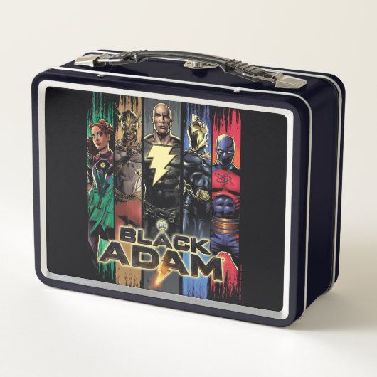 Schwarze Adam-Zeichen in Streifen grafisch Metall Brotdose (Rückseite)