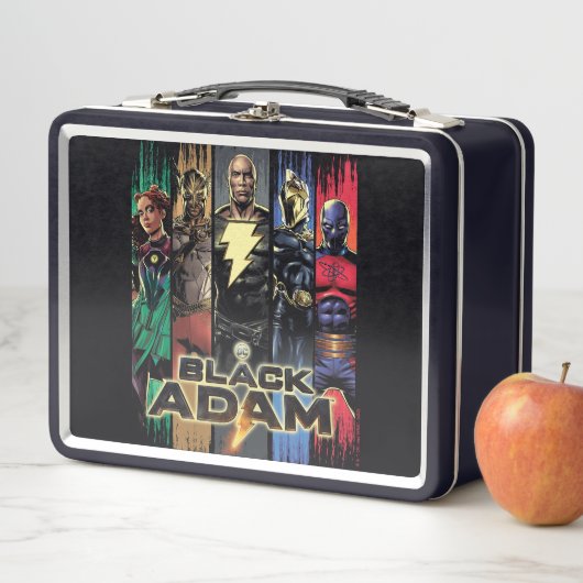 Schwarze Adam-Zeichen in Streifen grafisch Metall Brotdose (Beispiel)