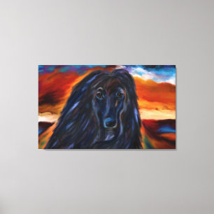 Schwarze Afghan Hound Kunstprodukte! Leinwanddruck