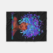 Schwarze Afrikanerin Afro Aquamariner und Lila Sel Fleecedecke (Vorderseite (Horizontal))