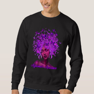 Schwarze Afrikanerin Afro Lila Band Alzheimer Sweatshirt