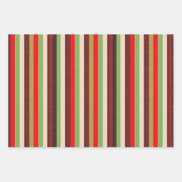 Schwarze afrikanische Farben schimmernde Streifen Geschenkpapier Set