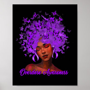 Schwarze afrikanische Frau Afro Lila Band Überdosi Poster