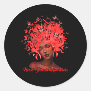 Schwarze afrikanische Frau Afro-Schmetterling-Band Runder Aufkleber
