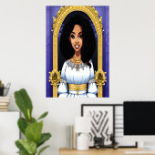 Schwarze Afrikanische Prinzessin | AI Art Poster (Heimbüro)
