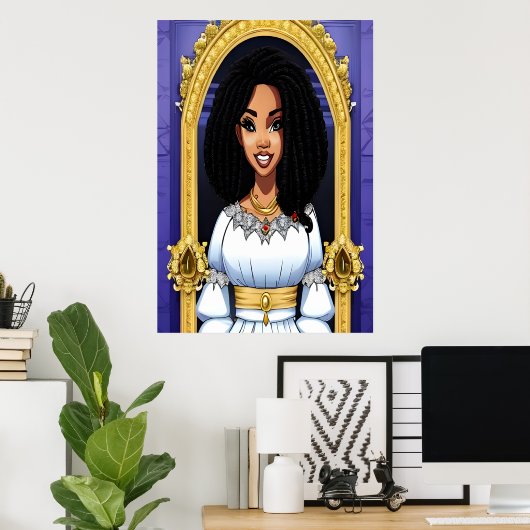 Schwarze Afrikanische Prinzessin | AI Art Poster (Heimbüro)