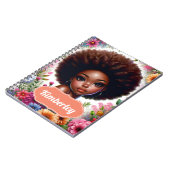 Schwarze Afro Amerikanerin mit Afro Notizblock (Linke Seite)