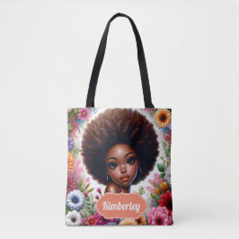 Schwarze Afro Amerikanerin mit Afro Tasche