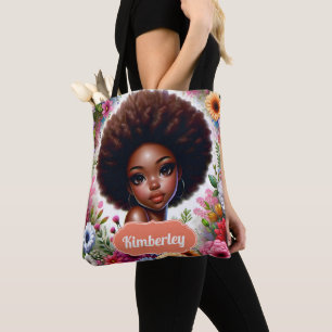 Schwarze Afro Amerikanerin mit Afro Tasche