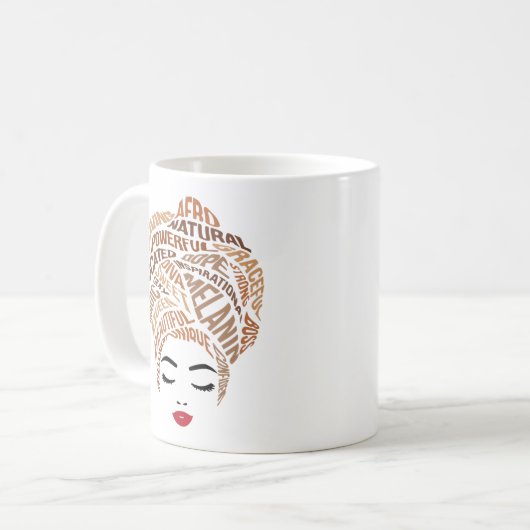 Schwarze Afro Girl Afrikanerin Kaffeetasse (Vorderseite Links)
