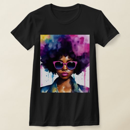 Schwarze Afro Haare und Sonnenbrillen Rainbow Art T-Shirt (Ablage )