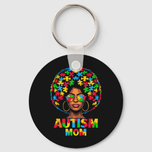 Schwarze Afro-Mama amerikanisches Autismus-Bewusst Schlüsselanhänger