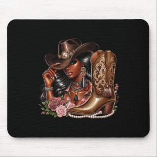 Schwarze Afroamerikanische Cowgirl Western Country Mousepad