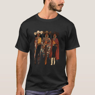 Schwarze Afroamerikanische Cowgirl Western Country T-Shirt