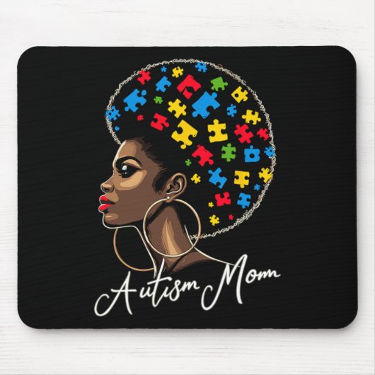 Schwarze afroamerikanische Mutter mit Autismus-Bew Mousepad (Vorne)