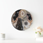 Schwarze Agate Imitate Marble Stone Gem Clock Große Wanduhr (Zuhause)