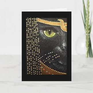 Schwarze ägyptische Katzen-Halloween-Karte Feiertagskarte