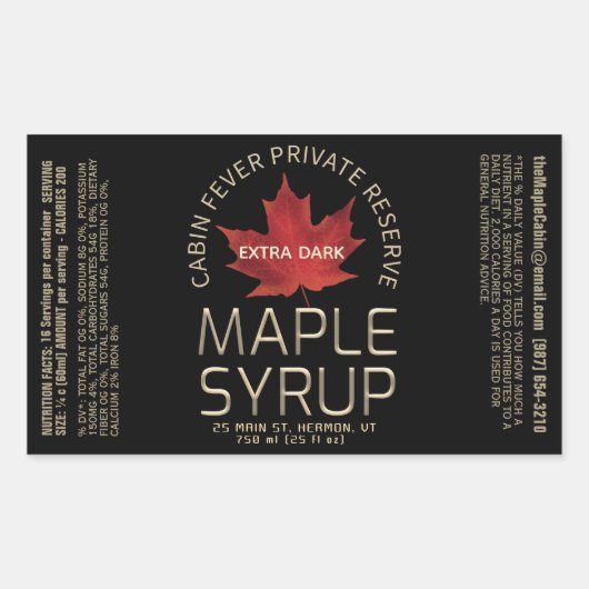 Schwarze Ahornsirup mit nährstoffreichen Fakten Rechteckiger Aufkleber (Vorderseite)