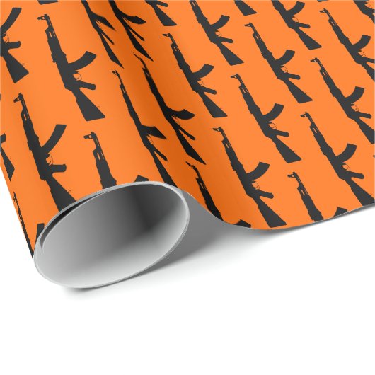Schwarze AK-47 Waffen, Sturmgewehr, Orange Geschenkpapier (Rolleneckpunkt)