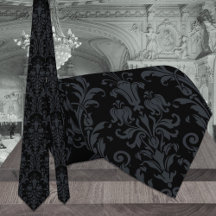 Schwarze Akanthus-Blumen-Damask-Schurze Hochzeit