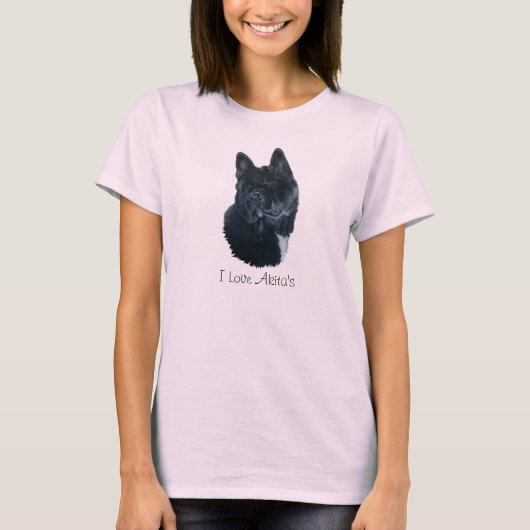 Schwarze Akita mit weißem Brusthund T-Shirt (Vorderseite)