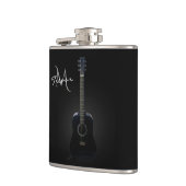 Schwarze Akustikgitarre-Monogramm-Musik-Flasche Flachmann (Links)