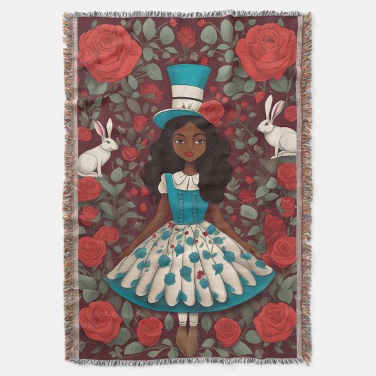 Schwarze Alice im Wunderland Decke (Vorderseite Vertikal)