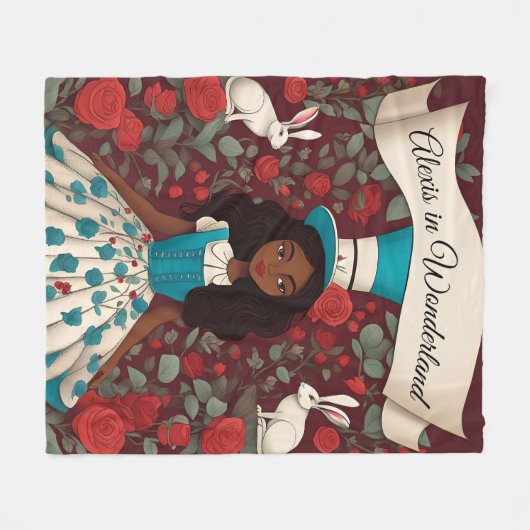 Schwarze Alice im Wunderland Fleecedecke (Vorderseite (Horizontal))