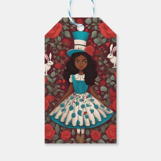 Schwarze Alice im Wunderland Geschenkanhänger (Vorderseite)
