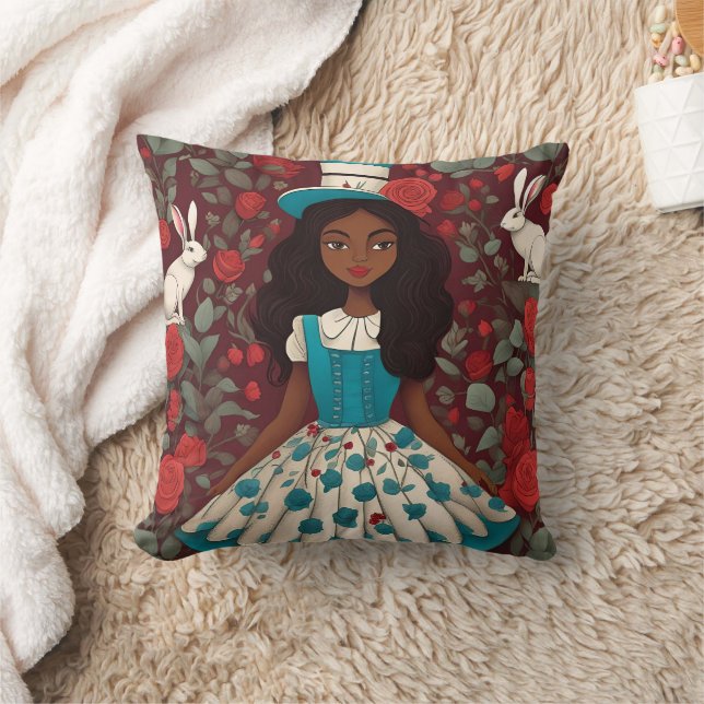 Schwarze Alice im Wunderland Kissen (Decke)