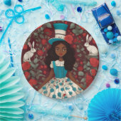 Schwarze Alice im Wunderland Pappteller (Party)