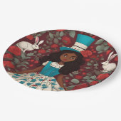 Schwarze Alice im Wunderland Pappteller (Schrägansicht)