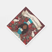 Schwarze Alice im Wunderland Serviette (Ecke)