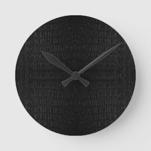Schwarze Alligator-Skin - Neu Runde Wanduhr