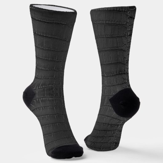 Schwarze Alligator Textur drucken Socken (Gewinkelt)