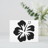 Schwarze Aloha-Blume Postkarte (Stehend Vorderseite)