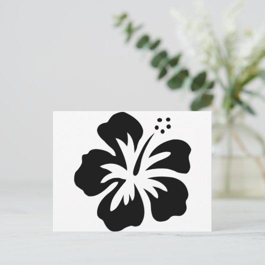 Schwarze Aloha-Blume Postkarte (Stehend Vorderseite)
