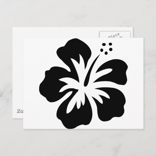Schwarze Aloha-Blume Postkarte (Vorne/Hinten)