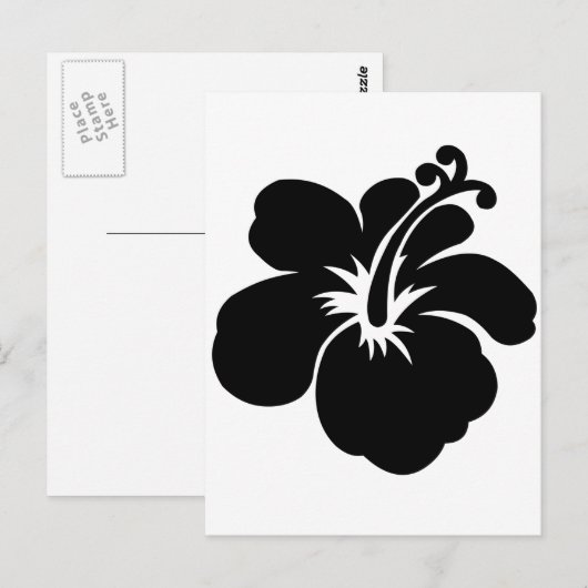 Schwarze Aloha-Blume Postkarte (Vorne/Hinten)