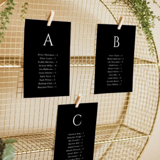 Schwarze Alphabetische Hochzeitkarte Einladung