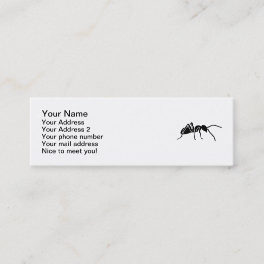Schwarze Ameise Mini Visitenkarte (Vorderseite)