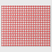 Schwarze Ameisen auf Gingham Karo Geschenkpapier (Flach)