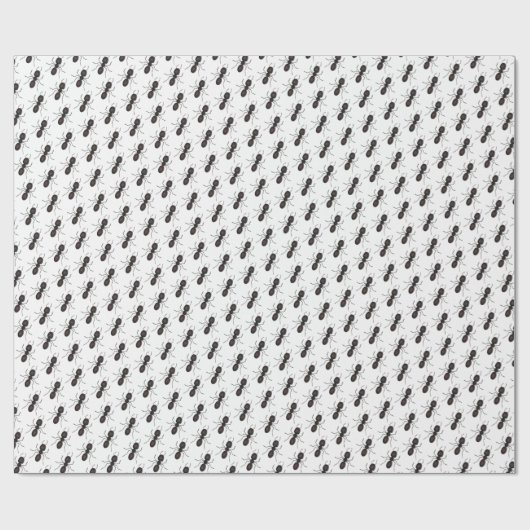 Schwarze Ameisen auf Weiß Geschenkpapier (Flach)