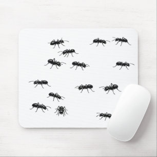 Schwarze Ameisen auf Weiß Mousepad