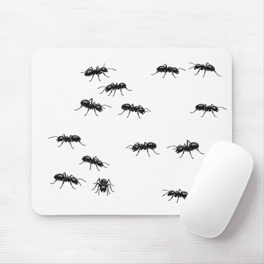 Schwarze Ameisen auf Weiß Mousepad (Mit Mouse)