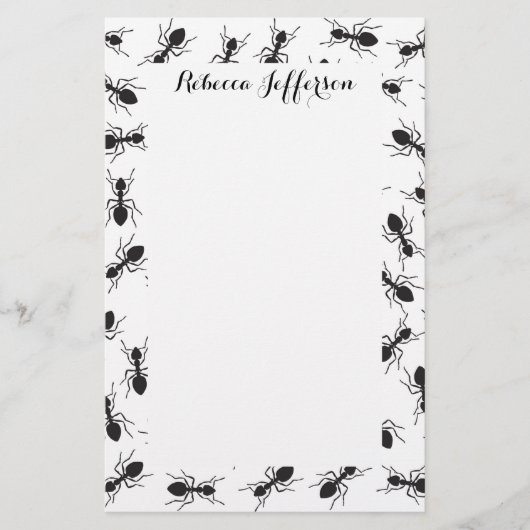 Schwarze Ameisenmuster Briefpapier (Vorderseite)