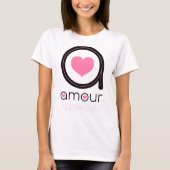 Schwarze Amour Liebe, rosa Herz, Name individuell T-Shirt (Vorderseite)